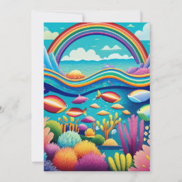 Cartão De Festividades Submarino Colorido sob o arco-íris