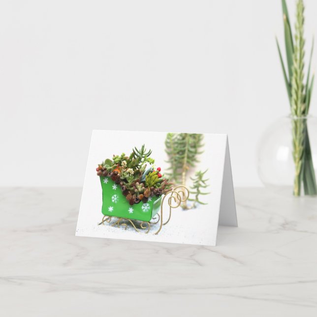 Cartão De Festividades Succulent Filled Sleigh Holiday Greeting Card (Frente)