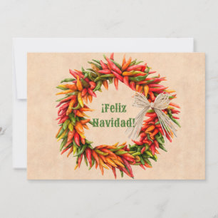 Cartão De Festividades Sudoeste do Chile Ristra Wreath Flat Feliz Navidad