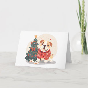 Cartão De Festividades Suéter de Natal do Bulldog Inglês