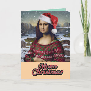 Cartão De Festividades Suéter de Natal Mona Lisa