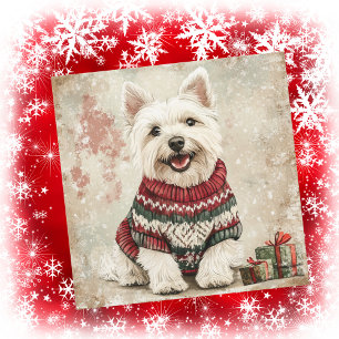 Cartão De Festividades Suéter de Natal para Westie
