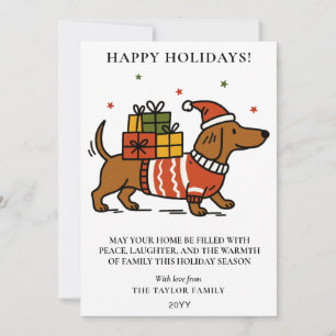 Cartão De Festividades Suéter Feio de Natal do Cachorro Salsicha Dachshun