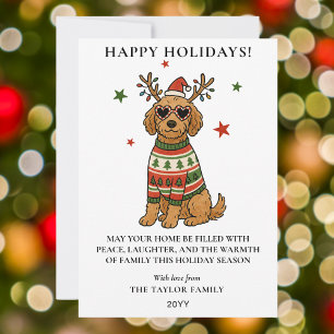 Cartão De Festividades Suéter Feio de Natal para Cachorro Goldendoodle