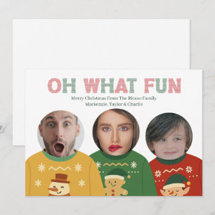 Cartão De Festividades Suéter Feio de Natal Rosto Engraçado Personalizado
