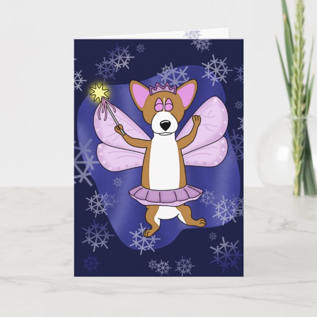 Cartão De Festividades Sugar Plum Corgi Christmas (Frente)