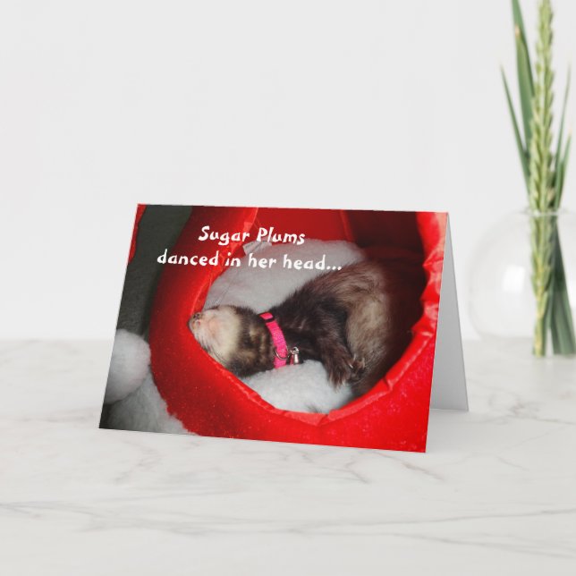 Cartão De Festividades Sugar Plums Ferret Christmas Card (Frente)