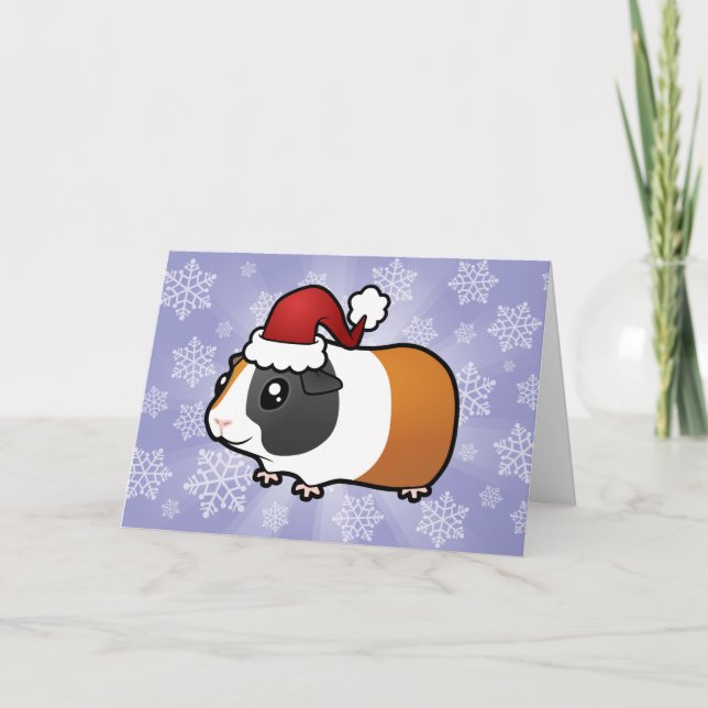 Cartão De Festividades Suíno de Natal (cabelo liso) (Frente)