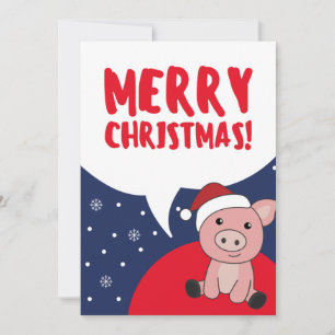 Cartão De Festividades Suínos de Feliz Natal