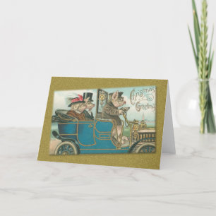 Cartão De Festividades Suínos saudáveis de Natal