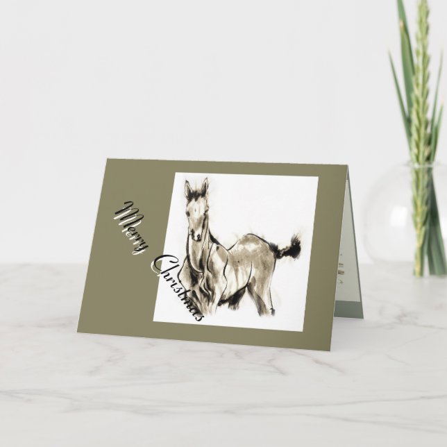 Cartão De Festividades Sumi equestre de arte equestre do cavalo japonês (Frente)