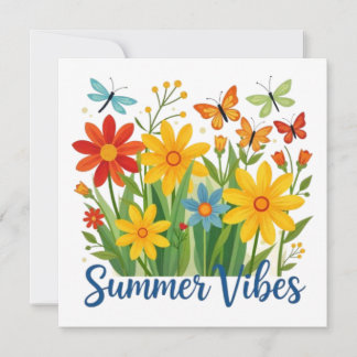 Cartão De Festividades Summer Vibes Floral with Butterflies-64534