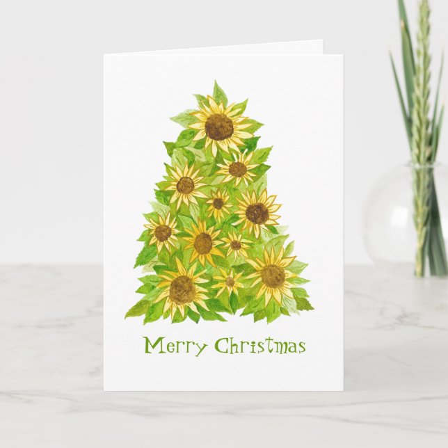 Cartão De Festividades Sunflower Christmas Tree Card (Frente)