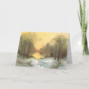 Cartão De Festividades Sunrise on Lake in Woods Vintage Christmas