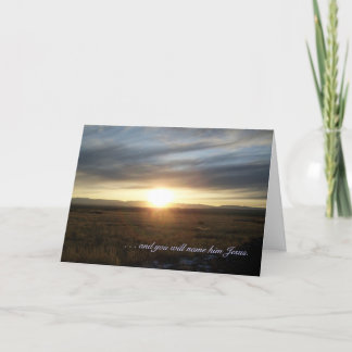 Cartão De Festividades Sunset Christmas Day Greeting Card - Luke 1:31,32