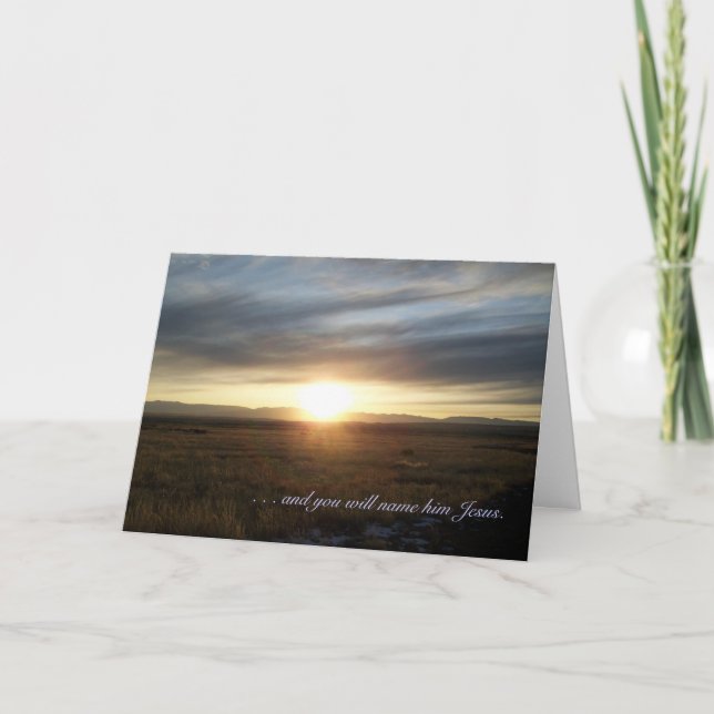 Cartão De Festividades Sunset Christmas Day Greeting Card - Luke 1:31,32 (Frente)