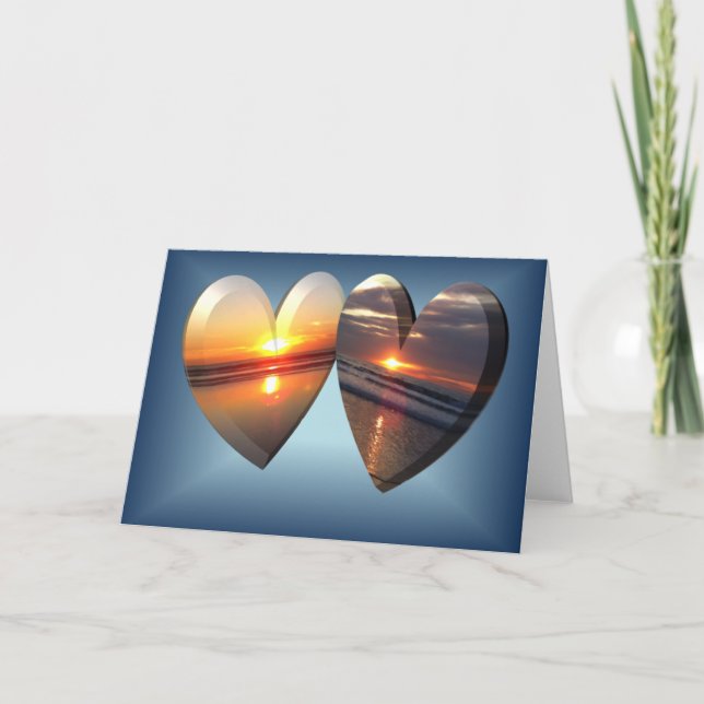 Cartão De Festividades Sunset Hearts (Frente)