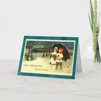 Cartão De Festividades Super Cute Vintage Snowy Christmas Train Ride