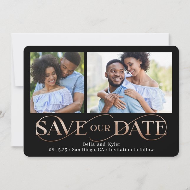 Cartão De Festividades Superb Swirl 2 Fotos Salve A Placa Date (Frente)