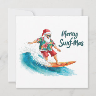 Cartão De Festividades Surfando o Natal no Havaí Férias Tropicais de Papa