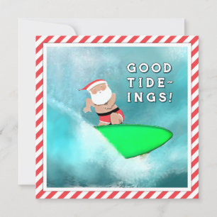 Cartão De Festividades Surfe na Praia de Natal Engraçado