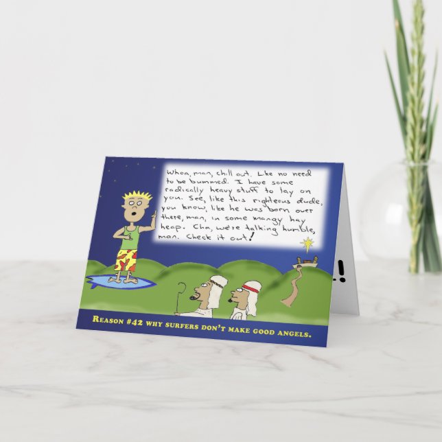 Cartão De Festividades Surfer Angel (Frente)