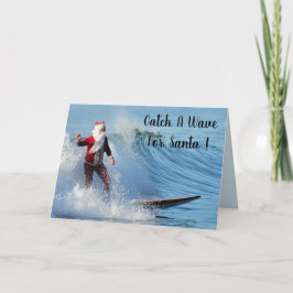 Cartão De Festividades Surfing Santa