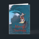 Cartão De Festividades Surfing santa<br><div class="desc">Funny surfing Santa. Great for people who celebrate Christmas in warm places</div>