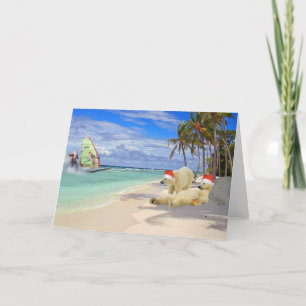 Cartão De Festividades Surfing Santa Christmas