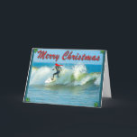 Cartão De Festividades Surfing Santa Christmas Card<br><div class="desc"></div>