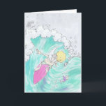 Cartão De Festividades Surfing Santa on a greeting card.<br><div class="desc">This is part of a Christmas greeting card series.</div>