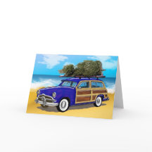 Surfing Woodie with Christmas Tree