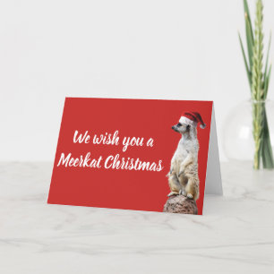 Cartão De Festividades Suricata com um chapéu do Papai Noel