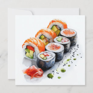Cartão De Festividades Sushi Lovers Wasabi Vazio Design exclusivo
