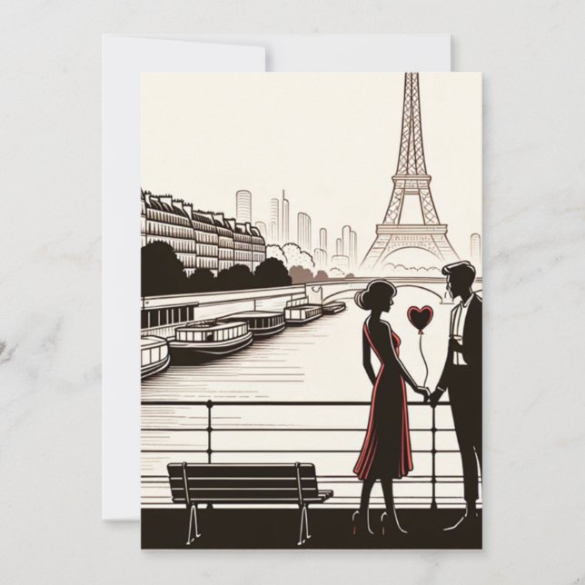 Cartão De Festividades Sussurro de Amor Parisiense - Eiffel Tower Dia dos (Frente)