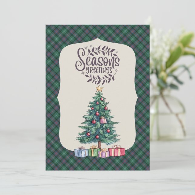 Cartão De Festividades Sutherland Old Antigo Tartan de Natal Escocês (Em pé/Frente)