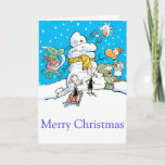 Cartão De Festividades Swamp Snowman Cartoon Card<br><div class="desc">Merry Christmas and happy holidays from the Swamp as it has become a frozen wonderland covered in snow. More cartoons @ www.swamp.com.au</div>