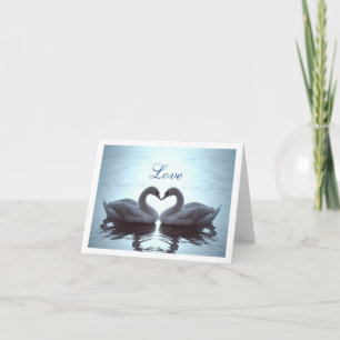 Cartão De Festividades Swan Heart Moire in teal