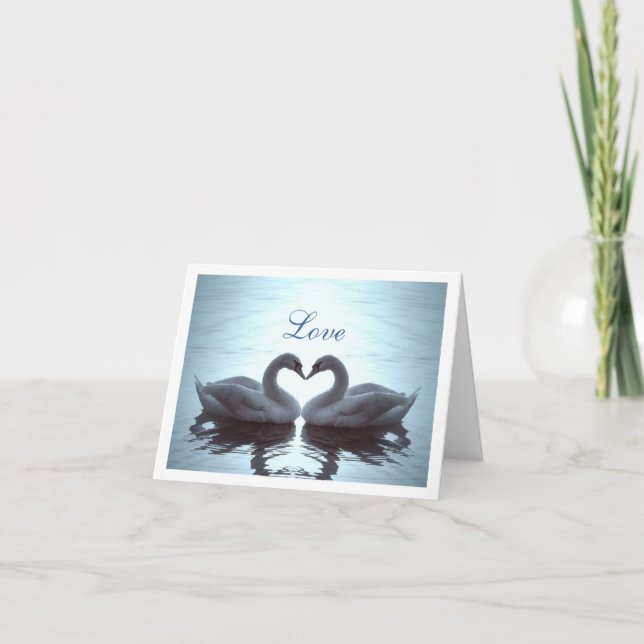 Cartão De Festividades Swan Heart Moire in teal (Frente)
