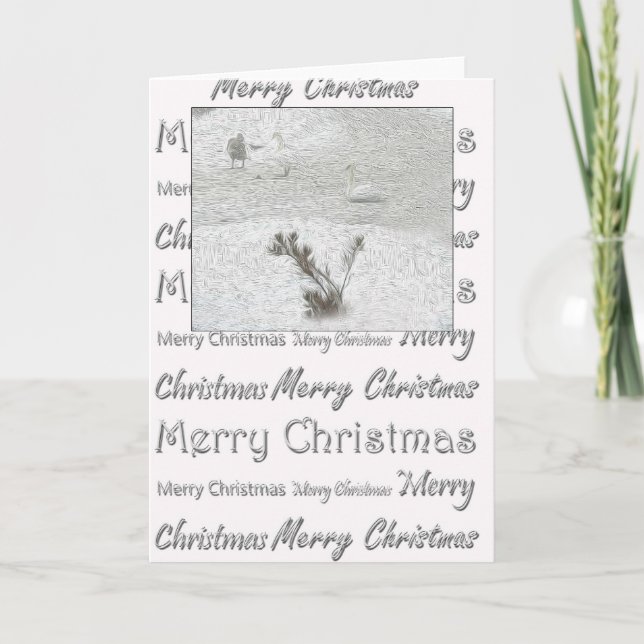 Cartão De Festividades Swans de inverno (Frente)