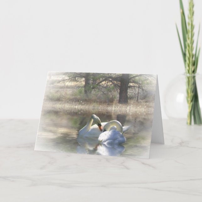 Cartão De Festividades Swans Merry Christmas Card (Frente)