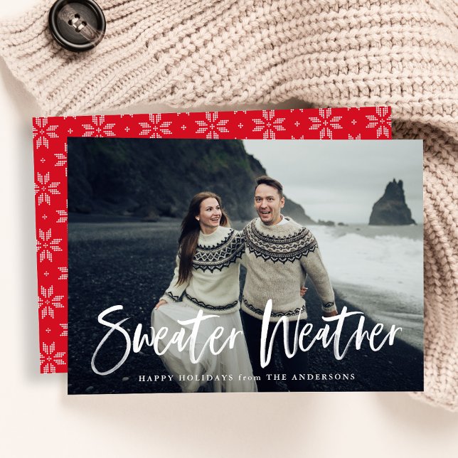 Cartão De Festividades Sweater Weather Holiday Photo Card (Criador carregado)