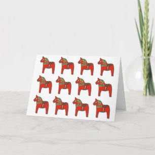 Cartão De Festividades Swedish Dala Horse Pattern with Personalized Text