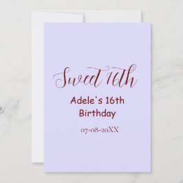 Cartão De Festividades Sweet 16th birthday purple pastel mauve retro name