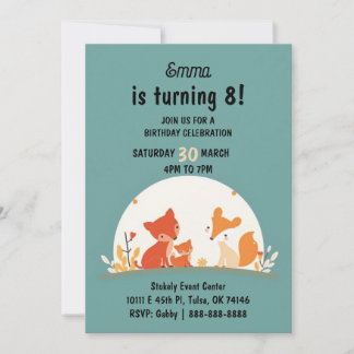 Cartão De Festividades Sweet Foxes Birthday Invitation Card – Cute Woodla