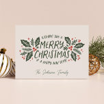 Cartão De Festividades Sweet Holly Berry Vintage Natal Não Fotográfico<br><div class="desc">Este cartão com fotos festivo e chic apresenta uma folhagem de inverno desenhada à mão original com uma doce tipografia estilada com vibrações vintage.</div>
