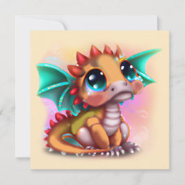 Cartão De Festividades Sweet Kawaii Baby Dragon