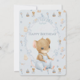 Cartão De Festividades Sweet Little Mouse Birthday Flat Holiday Card