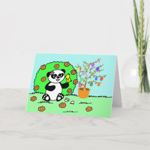 Cartão De Festividades Sweet little panda is celebrating Easter