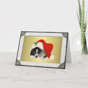 Cartão De Festividades Sweet puppy and kitten